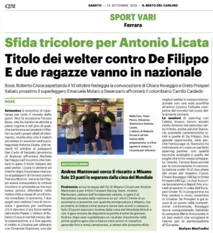 Sfida tricolore per Antonio Licata — titolo dei welter contro De Filippo